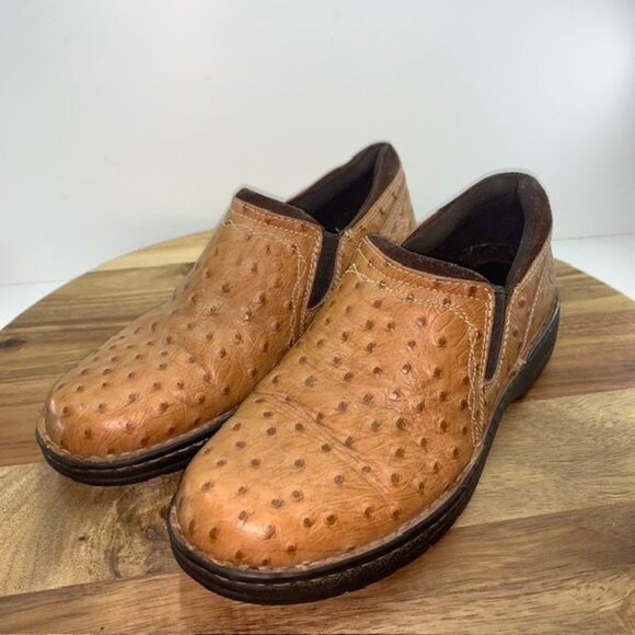 ARIAT Real Ostrich Performance Slip Ons Roper Shoes Cognac Womens US Size 9B - Picture 1 of 16